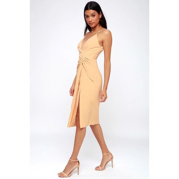 C/MEO collective Enlighten Blush Sleeveless Tie-Front Midi Dress size XS - Picture 4 of 14